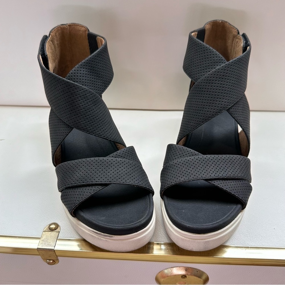 Dr Scholl’s Women’s Sheena Wedge Black Sandal SZ 8.5 - Picture 4 of 11